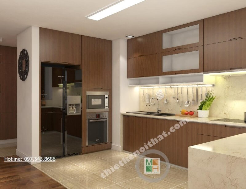 Với sự phân chia hợp lí và khoa học, tủ bếp gỗ công nghiệp giúp cho người nội trợ dễ dàng nấu nướng nhanh chóng hơn Tủ bếp đẹp, sang trọng và đẳng cấp