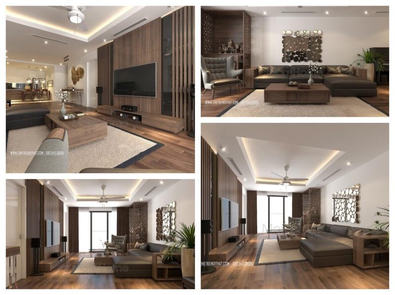 Sản phẩm bàn trà gỗ óc chó nhập khẩu cao cấp cho nội thất phòng khách chung cư Imperia Garden ở Hà Nội