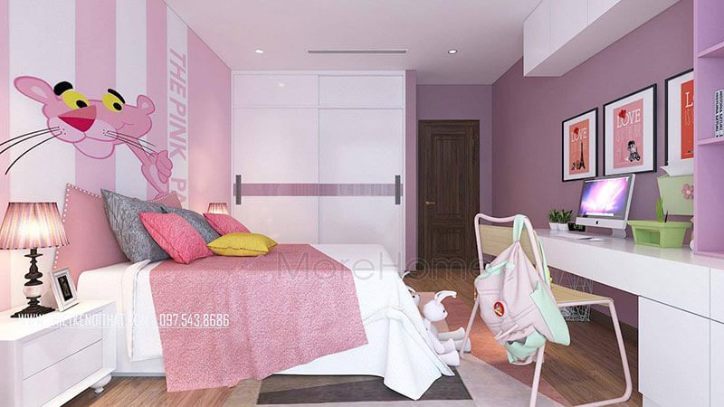 Lựa chọn giấy dán tường phòng ngủ với ý tưởng hoạt hình giúp cho sự phát triển nhự nhàng của con.