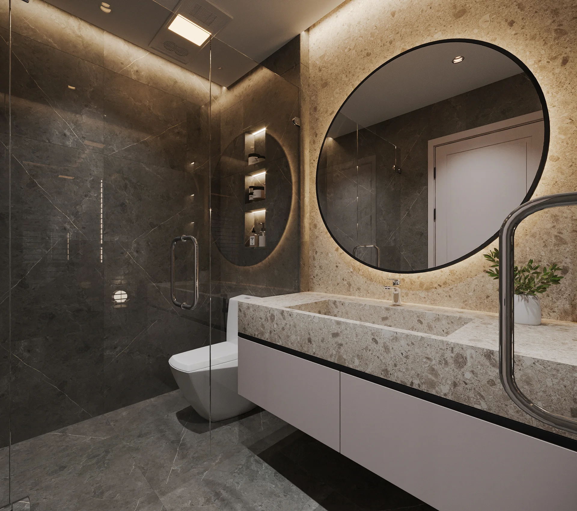 Mặt bàn đá lavabo đặt chậu nổi
